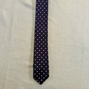 Skinny J Crew Navy Tie w/ White Polka Dots (2.5")